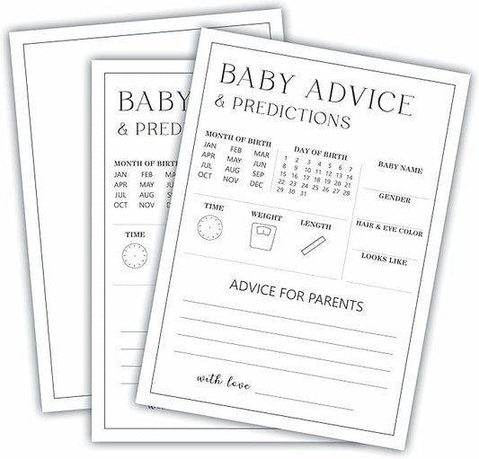 5" X 7" Baby Shower Party Games-Set Of 30 Minimalism Black & White-Prediction & Advice Game For Guest-Wishes For Baby-Baby Announcement Gender Reveal Game Card 02