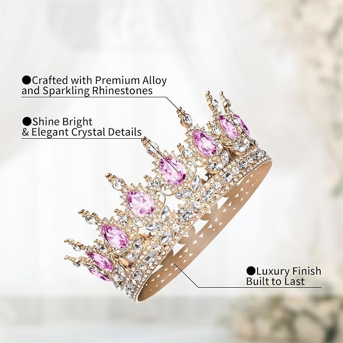 Crown for Women Crystal Rhinestone Wedding Tiara Queen Hair Accessories for Birthday Prom Pageant Princess Headband