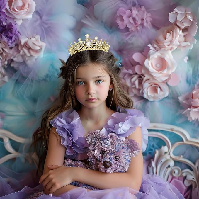 Schmoopy Tiara Crown for Women, Crystal Tiara for Bridal Prom Queen Birthday Birthday Party (B-Gold)