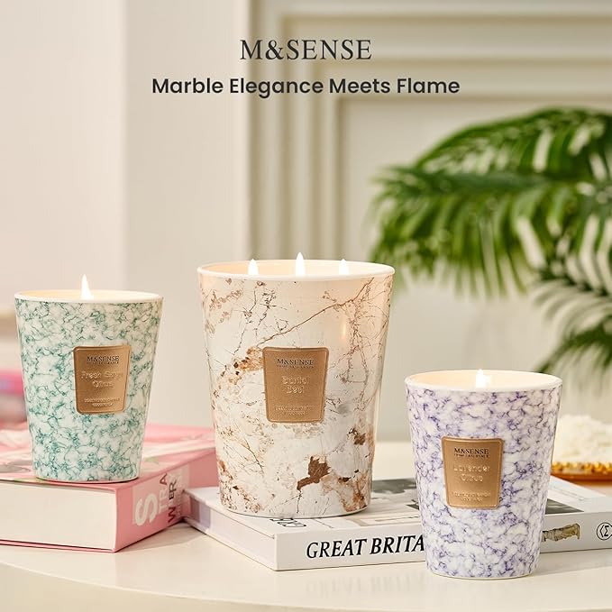 M&SENSE Extra Large Candle 35oz 150H LavenderCitrus Scented, 3 Wick Highly Scented Jar Candle, XL Large Christmas Gift Candle for Women, Long Lasting Burning for Holiday, Thanksgiving, Christmas