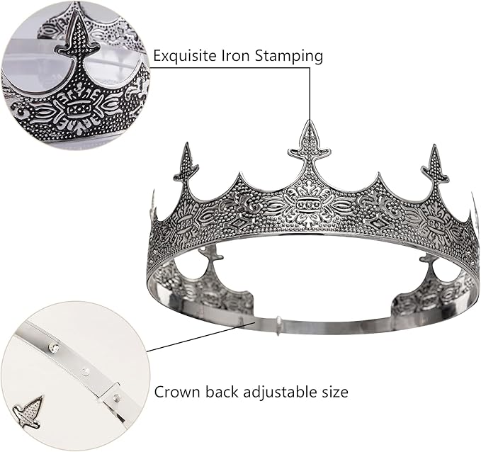 King Crown for Men Crowns Tiara for Birthday Party Costume