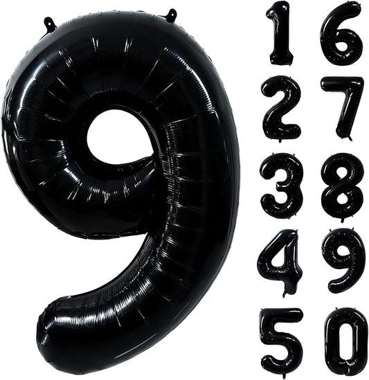40 inch Black 9 Number Balloon Giant Foil Helium Balloons Black Large Digital Balloon 9 Number 9 Balloons for 9th Birthday Party Decorations Anniversary Events Decoration Supplies