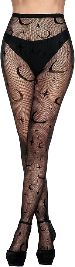 Spooktacular Creations Adult Women Celestial Witch Fishnet Tights, Witch Accessories for Womens Halloween Costumes Role Play