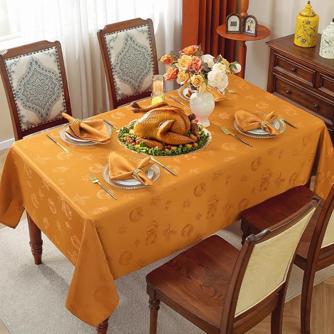 MATIRUG Fall Thanksgiving Napkins Square 20x20 Inches Set of 4, Pumpkin Damsk Waterproof Washable Dinner Table Napkins for Autumn Harvest Party Banquet Dinning/Honey