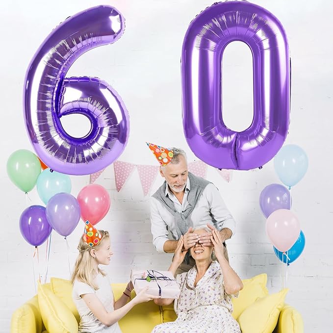 Purple Number Balloons, 40 Inch Purple Balloon 6.6 Helium Balloon 6th Birthday for 6 Years Birthday Decoration Children Girls Boys