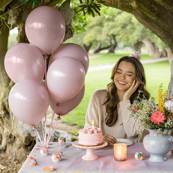 Pink Balloons, 12 Inch 50 Pcs Boho Blush Pink Party Balloon Dusty Rose Nude Pink Balloons Retro Vintage Pink Latex Helium Balloons for Girls Baby Shower Anniversary Wedding Birthday Party Decor