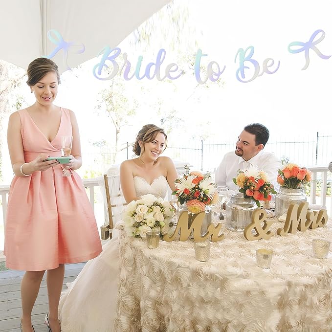Bride to Be Banner, Iridescent Bride to Be with Bow Glitter Bachelorette Bridal Party Banner BRIDE TO BE Sign for Iridescent Bachelorette Bridal Shower Wedding Engagement Hen Party Decorations