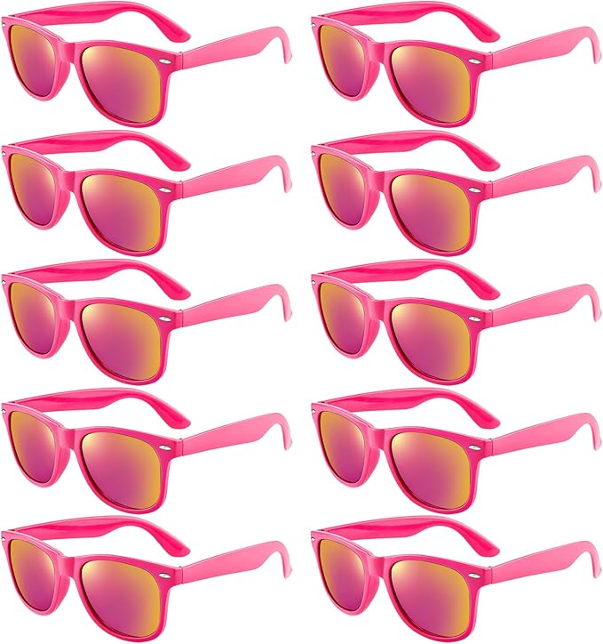 Pibupibu 10/20 Pack Neon Sunglasses for Women Men Bulk, Wholesale 80s Retro Colorful Mirrored Party Glasses Adult Unisex