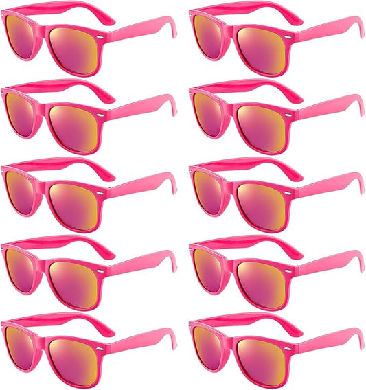 Pibupibu 10/20 Pack Neon Sunglasses for Women Men Bulk, Wholesale 80s Retro Colorful Mirrored Party Glasses Adult Unisex
