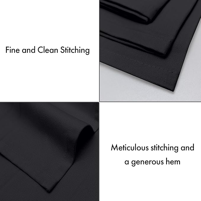 Ruvanti Premium Cloth Napkins Set of 12, 18x18 Inches, 100% Cotton, Washable, Soft & Absorbent, Perfect for Wedding, Christmas, Thanksgiving Dinners - Black Beauty