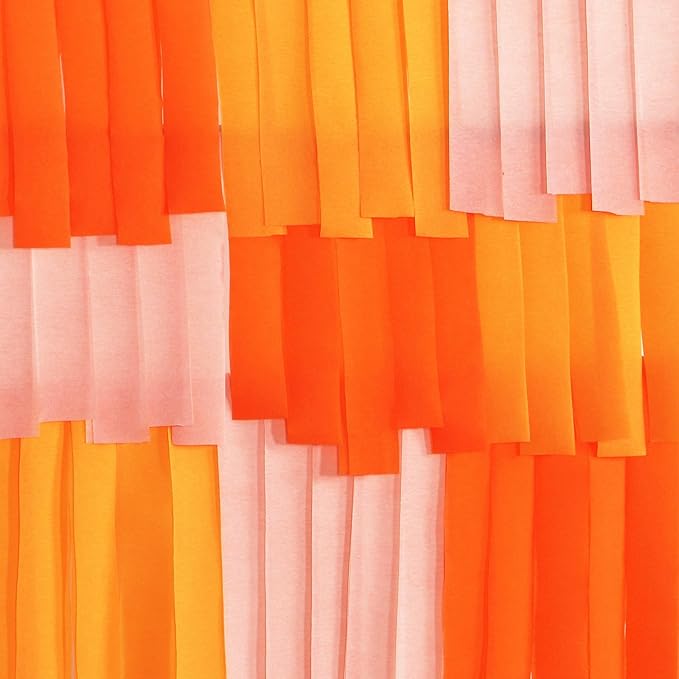 Pink Orange Groovy Party-Decorations Streamers - 8 Rolls Fall Autumn Thanksgiving Harvest Crepe Tissue Paper Streamer,Birthday Baby Bridal Shower Engagement Wedding Garland Decor Panduola