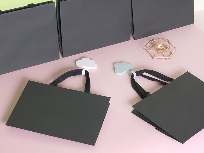 10pcs 15.7x5.5x11.8" (3) Large Size, Black Paper Bags with Black Cotton Handles, Thick Sturdy Durable Gift bags