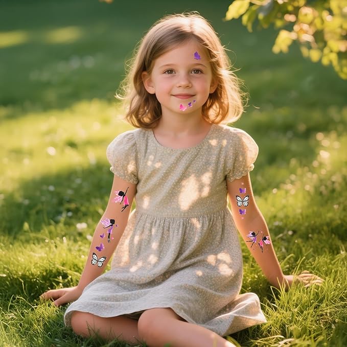 150+ Glow Kids Temporary Tattoos for Girls – Individually Wrapped, Waterproof, Glow in the Dark – Mermaid, Unicorn, Princess, Fairy, Ocean & Butterfly Themes