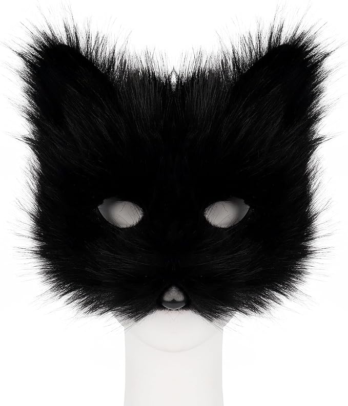 Animal Fox Wolf Mask Halloween Party Cosplay Costumes Props Plush Cat Half Face Masks Carnival Christmas Masquerade