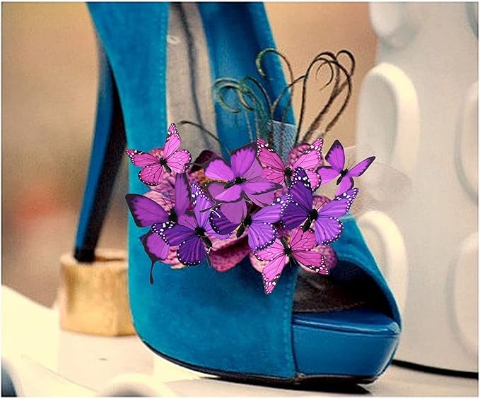 ConetoRosa 12PCS Butterfly Wall Decor - 2 Sizes, 3D Decorations for Home, Room, Bedroom, Nursery, Wedding, Christmas Party (Purple)