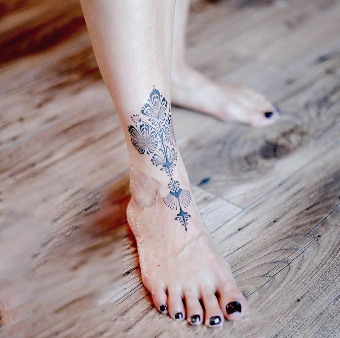 Large Temporary Tattoos Women Temporary Neck Tattoos Temporary Realistic Flower Chest Tattoo for Adults (style3-7pcs)