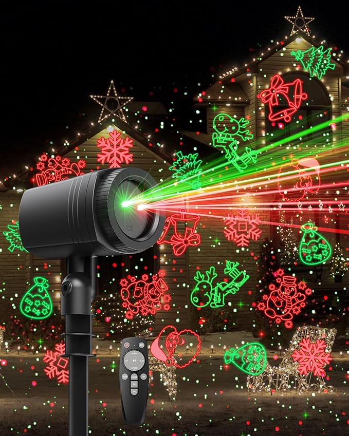 Christmas Projector Lights Outdoor, 9 High-Definition Patterns Laser Light Projector with Remote and Timer, Party Lights for Indoor Outdoor Garden Holiday Decoration Halloween New Year