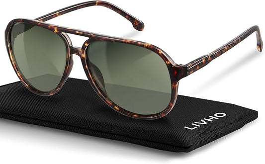 livho Trendy Polarized Aviator Sunglasses Women Men, Retro Sun Glasses for Women Men 2025, Oversized UV Protection Shades