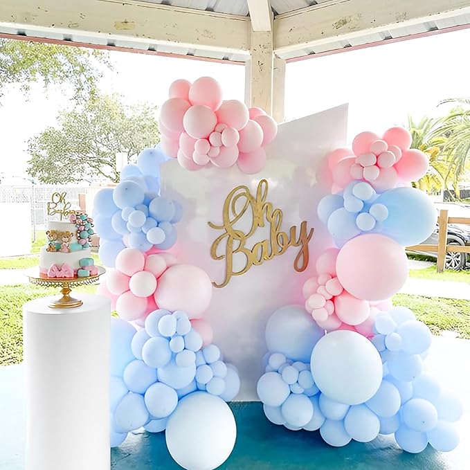 90pack Light Blue Balloons Different Size 18/12/10/5 Inch Baby Blue Balloon Garland Arch Kit for Boys Girls Birthday Party, Baby Shower, Wedding, Gender Reveal, Baby Shower Decorations
