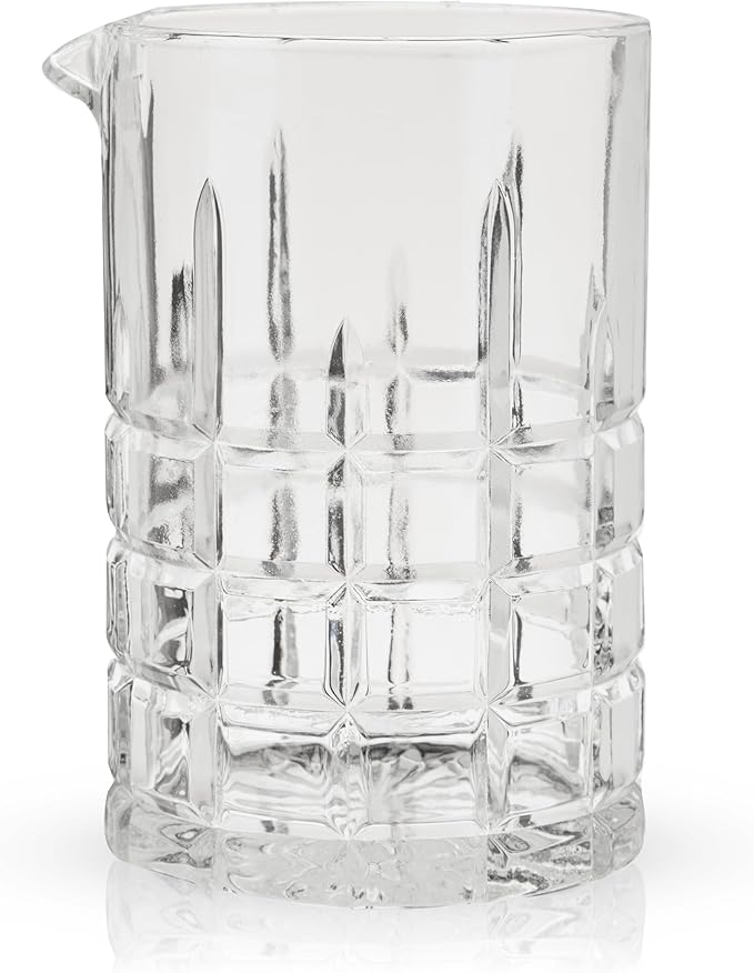 Viski Highland Mixing Glass - 18 Ounces, Crystal, Square-Cut Crystal Barware, Cocktail Accessories, Home Bar Supplies