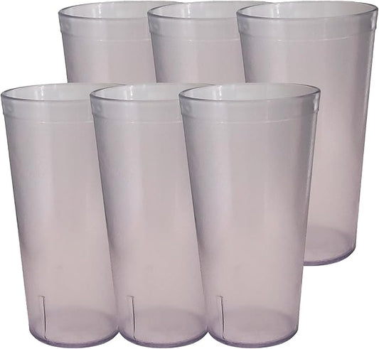 Party Outlaw Clear Plastic Cup Tumblers 6 Pc 20oz Lightweight, Heavy Duty Stackable Cafe Style Plastic Glasses. Reusable & Dishwasher Safe Ice Tea & Water Cups