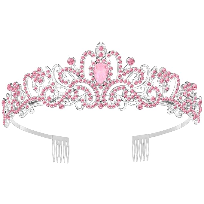 Tiara Crown for Women, Queen Tiara for Birthday Prom Bridal Party Custome Pink