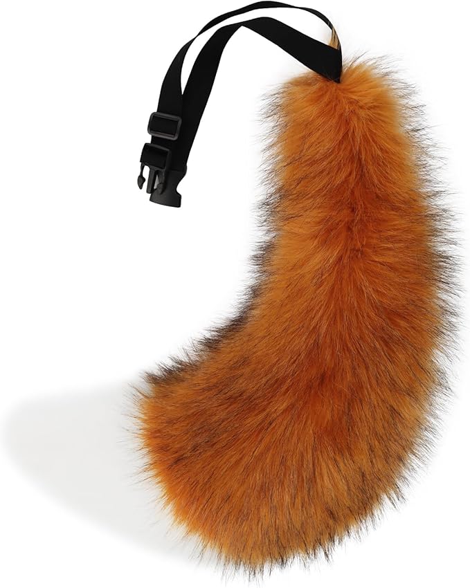Adolala Faux Fur Wolf Fox Tail with Adjustable Elastic Belt Halloween Cosplay Costume Accessory