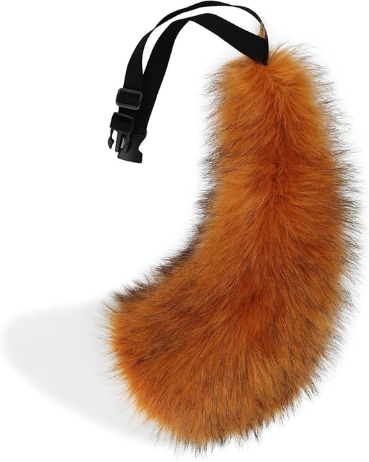 Adolala Faux Fur Wolf Fox Tail with Adjustable Elastic Belt Halloween Cosplay Costume Accessory