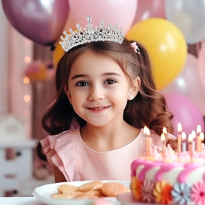 Schmoopy Tiara Crown for Women, Crystal Tiara for Bridal Prom Queen Birthday Birthday Party (B-Silver)