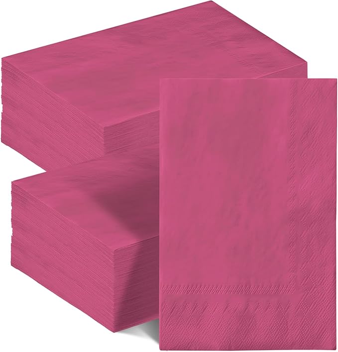 qiqee Peach Pink Paper Napkins 13 * 16inch Guest Paper Disposable Towels Napkin Paper Hand Towels for Wedding, Dinner, Birthday Party, Dessert Cocktail ＆ Kitchen Napkins（ 120 Count）