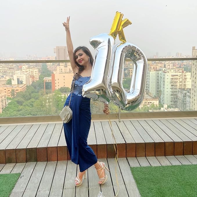 40 Inch Silver 10 Number Balloons Giant 10 Balloons Silver Birthday 10 Balloons 10th Birthday Anniversary Events Party Decorations Supplies