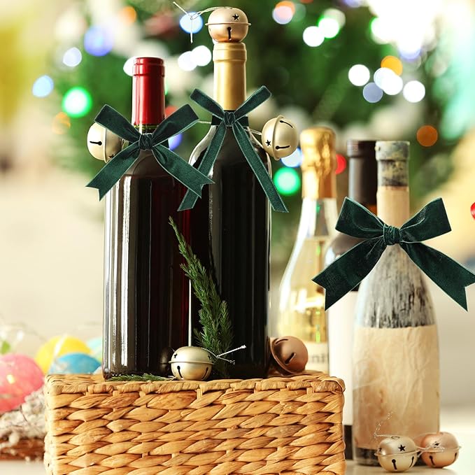 Yilloog 3/8'' 1'' 2'' 90 Yards Christmas Velvet Ribbon Vintage Satin Fabric Velvet Ribbon Roll for Christmas Tree Ornaments Decoration Gift Wrapping Bow DIY Crafts (Green)