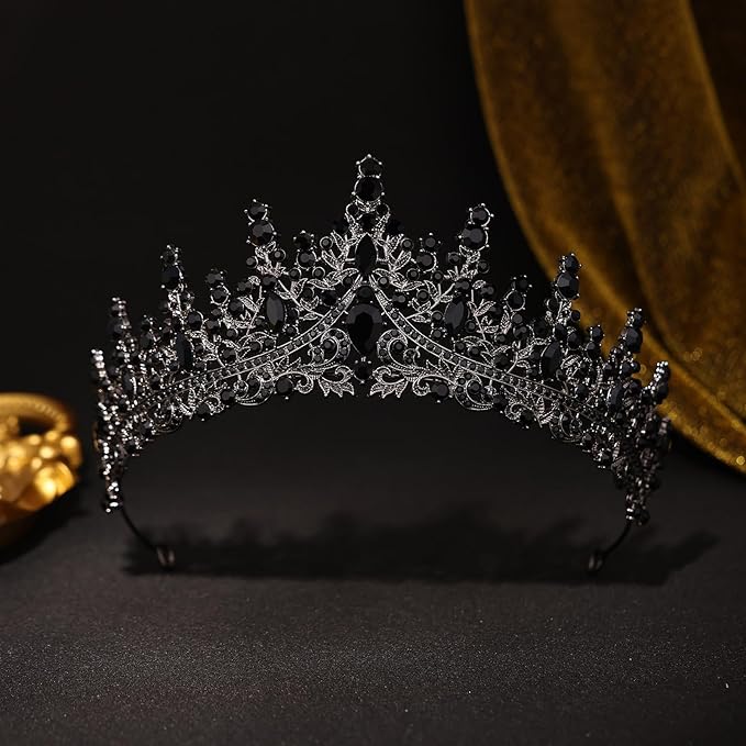 Black Tiara for Women Crystal Queen Crowns Rhinestone Princess Tiaras for Girl Wedding Headband for Bride Hair Accessories for Halloween Costume Birthday Party Prom Mother's Gifts