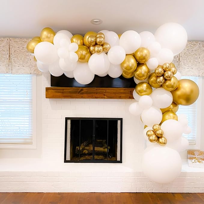 90pack Metallic Gold Balloons Different Size 18/12/10/5 Inch Chrome Gold Balloon Garland Arch Kit for Wedding, New Year, Birthday, Graduation, Bridal Shower, Baby Shower Decorations