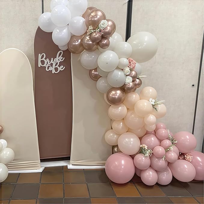 Dusty Pink Balloon Arch Kit, Boho Retro Blush Pink Champagne Gold White Latex Helium Party Balloons Garland for Girls Women Bridal Baby Shower Neutral Wedding Engagement Birthday Party Decorations