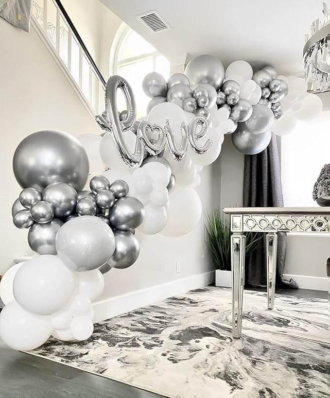 Metallic Silver Balloons, 66pack 12inch Chrome Silver Latex Party Balloons for Graduation, Wedding, Birthday, New Year, Baby Shower, Anniversary, Holiday Party Decorations