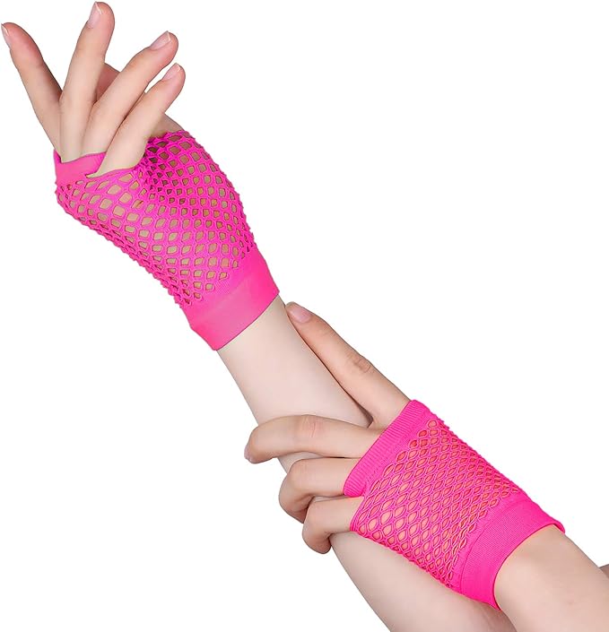 Blulu 80s Accessories for Women Dress Costume Lace Headband Earrings Fishnet Gloves Necklace Bracelet