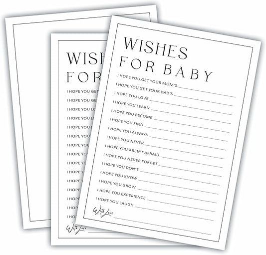 5" X 7" Baby Shower Party Games-Set Of 30 Minimalism Black & White-Wishes For Baby-Baby Announcement Gender Reveal Game Card 06
