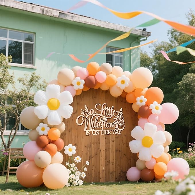 Little Wildflower Backdrop Wooden Sign - A Little Wildflower is On the Way Background Wall Decoration Wood Sign, Baby Shower & Gender Reveal Decor (Little Wildflower Backdrop Wooden Sign)