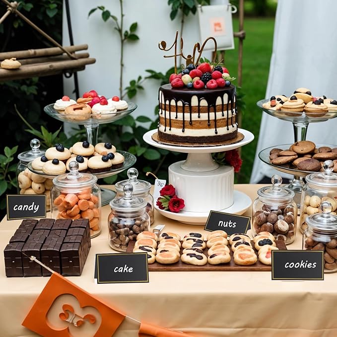 50 Pcs Place Cards for Table Setting, 2×3.34inch Table Tent Cards with Gold Foil Border, Food Labels for Party Buffet, Name Seating Cards for Weddings, Banquets, Events, Dinner Parties(Black)