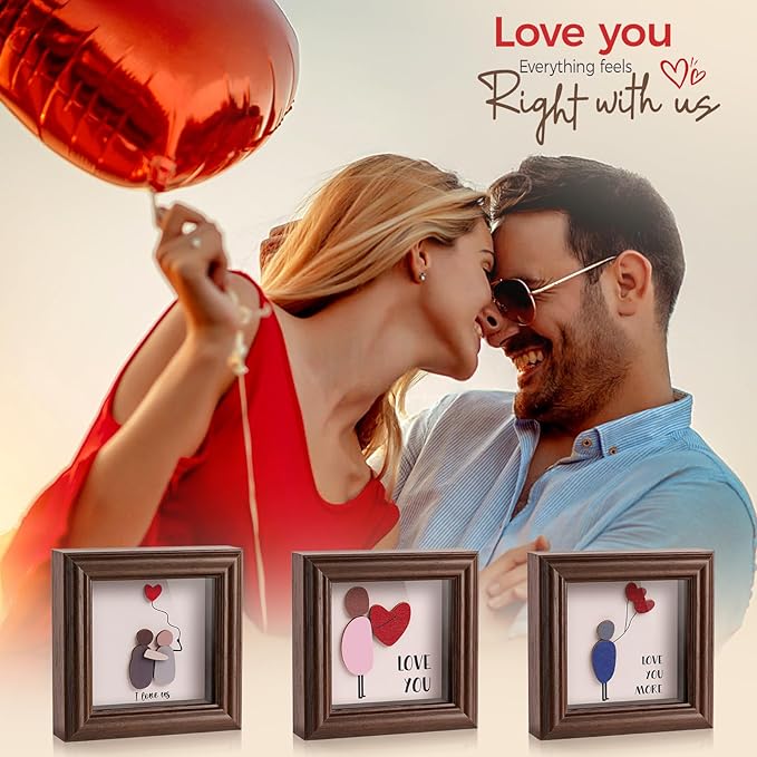 LukieJac Valentine's Day Gifts Shadow Box Frame - I Love You Decoration Gifts for Boyfriend, Him, Husband for Anniversary, Birthday, Christmas