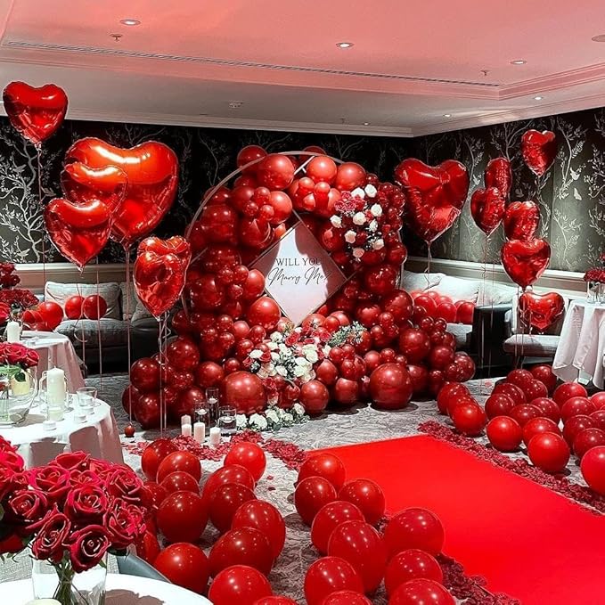 Bezente Pro Duralatex Red Balloons - 3.2g Premium 100 Pack 12 inch Red Balloons for Long-Lasting Professional Party Decorations, Large Wedding Anniversary Birthday Valentine’s Day