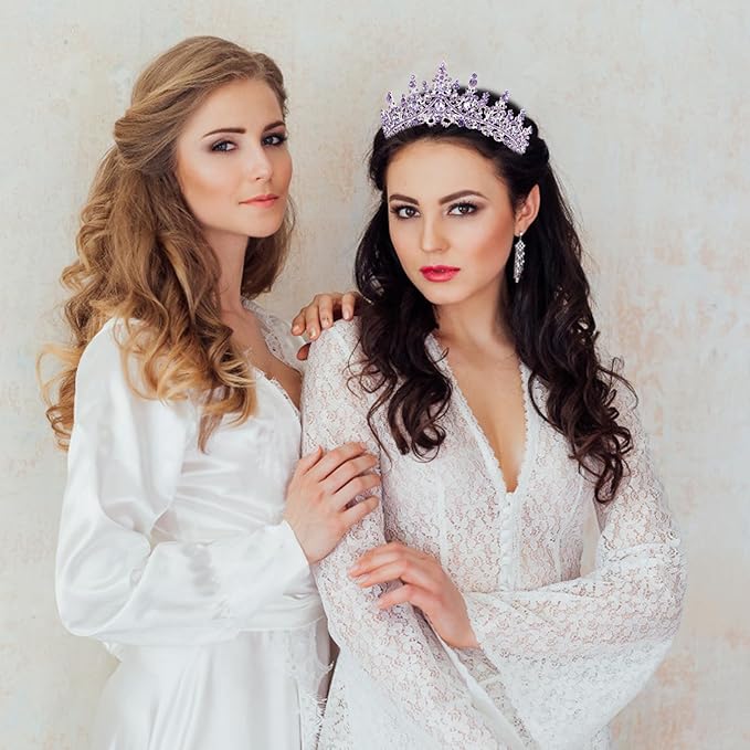 VELSCRUN Purple Crystal Birthday Tiara Crowns for Women Girls It's My Birthday Sash Queen Girls Princess Crown with Combs Happy Birth Party Decorations Mom Sisters Birth Gift Hair Accessories