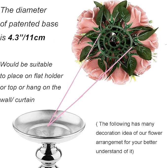 BLOSMON Dusty Pink Flowers Centerpieces: 2 Pcs Artificial Roses Flowers Balls for Wedding Dinning Table - Fake Silk Kissing Floral Arrangement for Home Party Event Decor