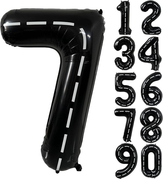 40 Inch Race Car Black Number Balloons Race Car Birthday Party Balloons Large Black Number 7 Balloons Boys 7th Birthday Party Race Car Theme Party Decorations Supplies（Digital 7）