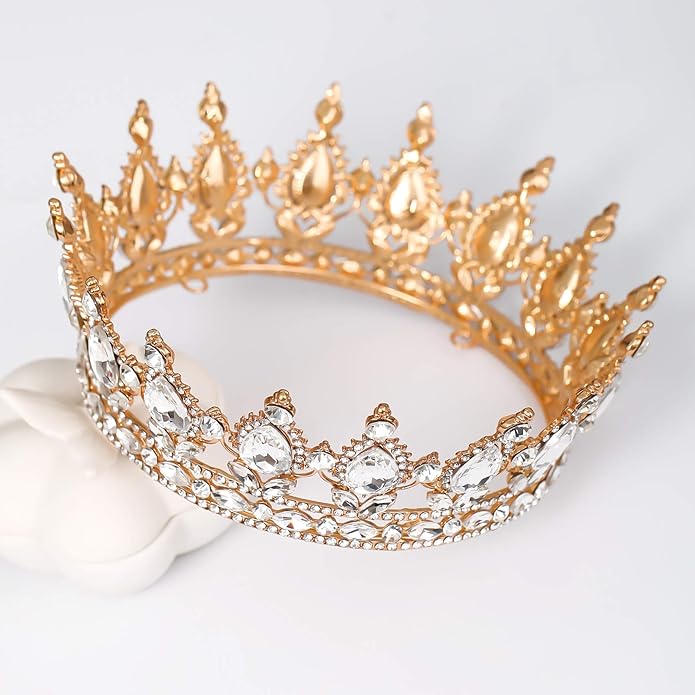 FORSEVEN Queen Crown Rhinestone Wedding Crowns and Tiaras for Women Costume Party Hair Accessories Princess Birthday Crown Crystal Bridal Crown Halloween Decorations Headband