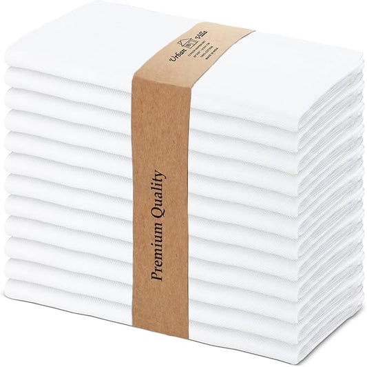Urban Villa White Cloth Napkins Set of 10 100% Cotton Dinner Napkins Cloths Washable 20”x20” Absorbent Soft Durable Reusable-Ideal for Everyday Use Parties Wedding Thanks Giving Christmas Halloween