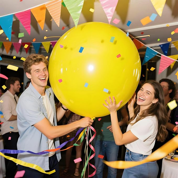 KAWKALSH Yellow Giant Balloons 36 Inch, 9pcs Jumbo Large Round Latex Balloons for Baby Shower Birthday Sunflower Theme Party Decorations
