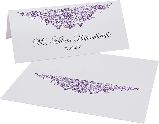 Paisley Place Cards, Purple (Choose Color), Set of 150, Pre-cut and Scored - Wedding, Party, Dinner, and Special Events - Made in the USA