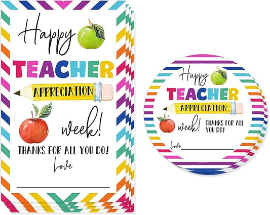 Teacher Appreciation Gift Tags, 40 Pcs Thank You Tags, Colorful Stickers for Presents Wrapping Envelope Seals Lables Boxes Cards Party Favor Decorations A08